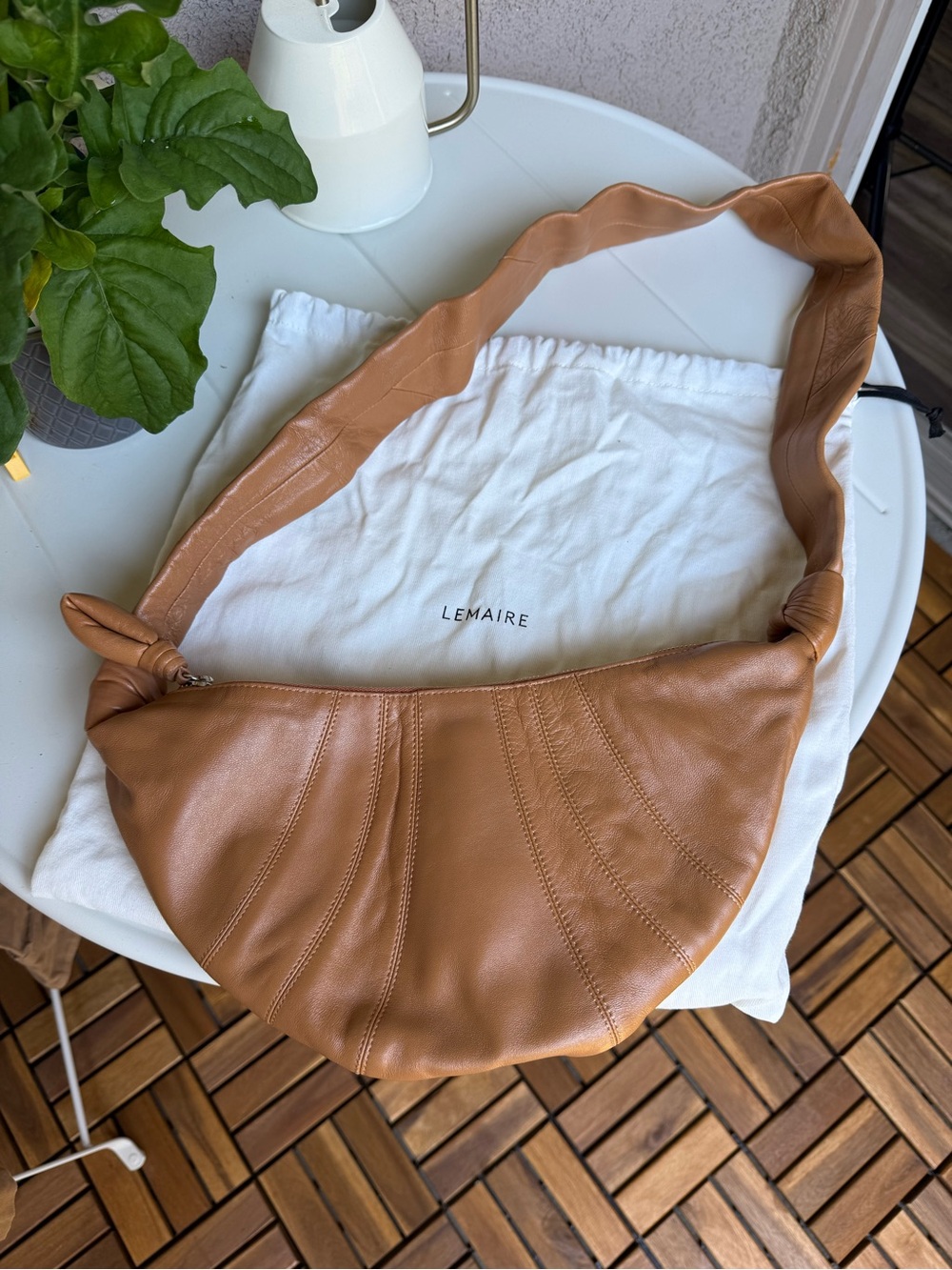 Lemaire Khaki Leather Croissant Shoulder Bag